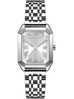 Women's Silver Adjustable Alloy Bracelet Vintage Roman Numeral Dial Watches